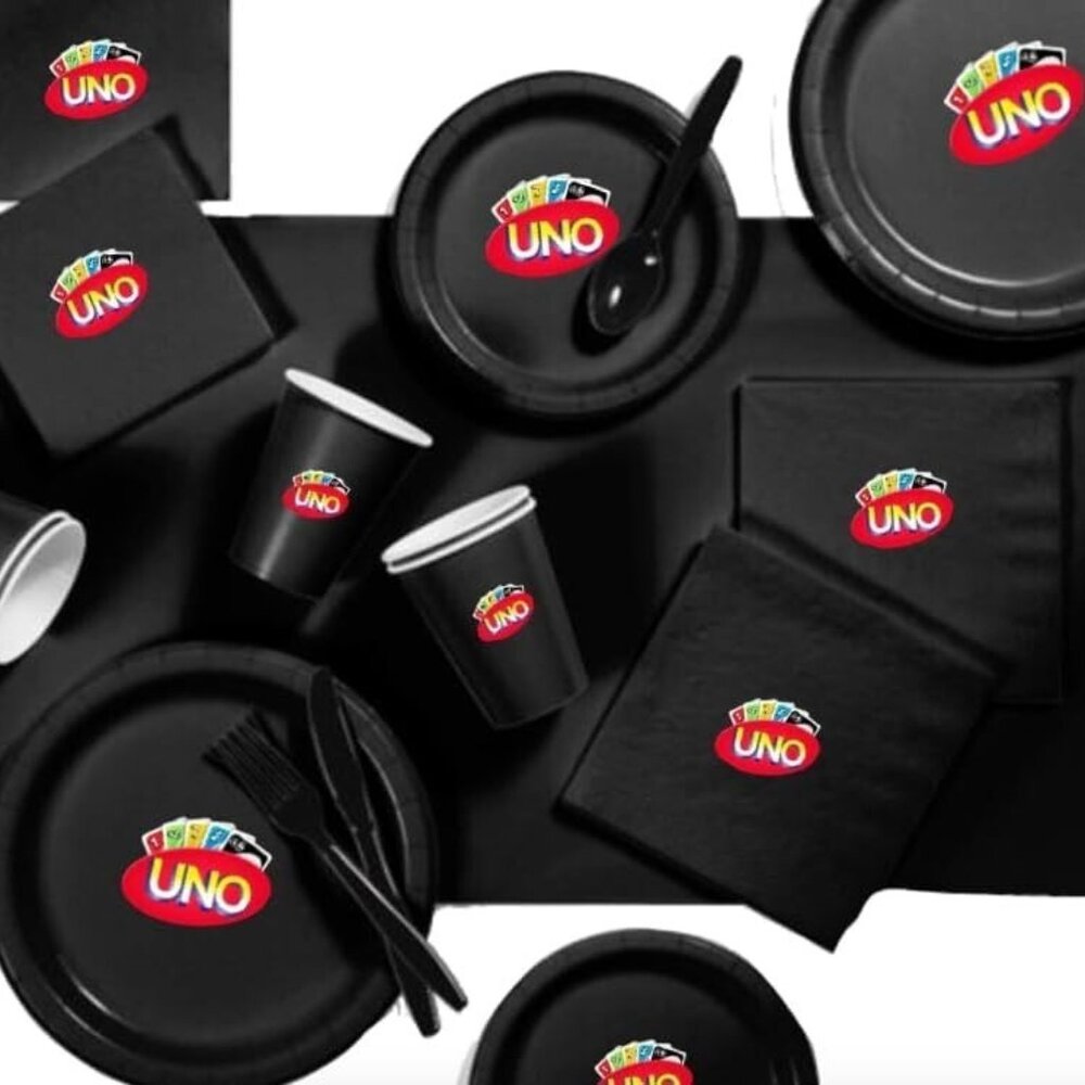 Custom 1st Birthday Playing Cards Party Tableware Set, Black Paper Plates, 60pcs